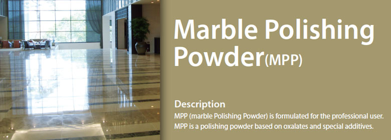 MPP (marble Polishing Powder) is formulated for the professional user. MPP is a polishing powder based on oxalates and special additives.